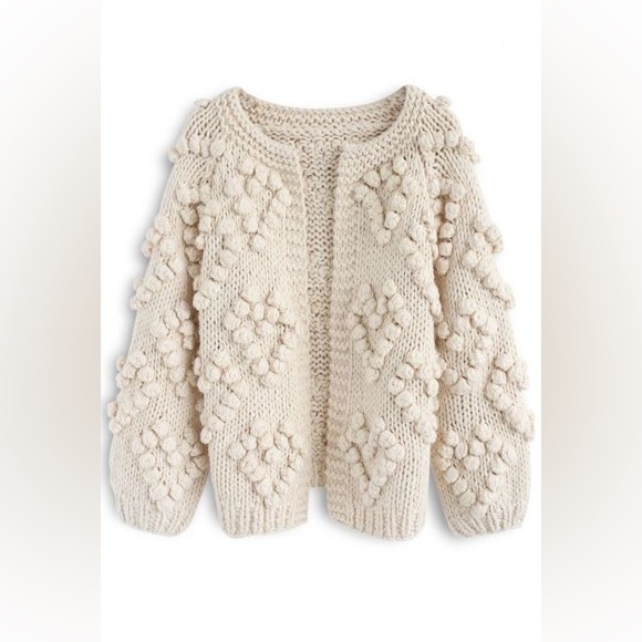 Chicwish Cream Hand-Knit Bobble Cardigan - Picture 3 of 6